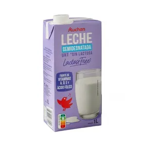 AUCHAN Leche semidesnatada de vaca, sin lactosa 1 l. Producto Alcampo