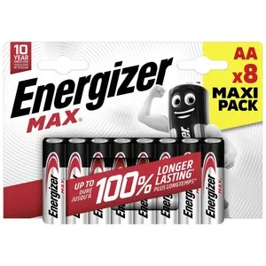 Pack de 8 pilas alcalinas AA, LR06, 1,5V, ENERGIZER Max.