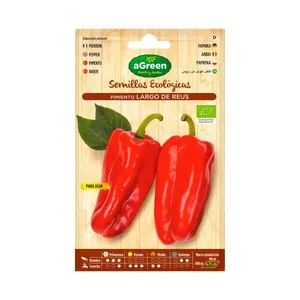Semillas ecológicas para sembrar pimientos de la variedad largo de Reus HA-HUERTO Y JARDÍN 0.2 gramos.