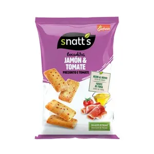 SNATT´S Bocaditos snaks de pan con sabor a jamón y a tomate 110 g.
