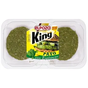 Burger meat de pavo con espinacas, elaboradas sin gluten ni lactosa EL POZO King 2 x 120 g.