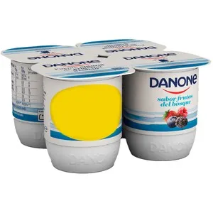 DANONE Yogur con sabor a frutos del bosque, elaborado con fermentos naturales 4 x 120 g.