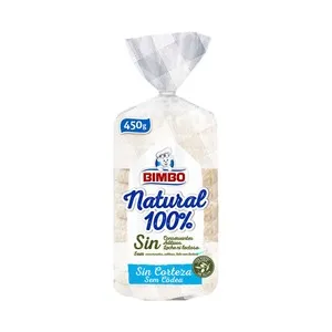 BIMBO Pan de molde blanco sin corteza, 100 % natural 450 g.