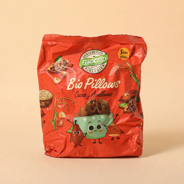 Biopillows cereales rellenos de cacao y avellanas sin gluten ECO BiOCOP 300g
