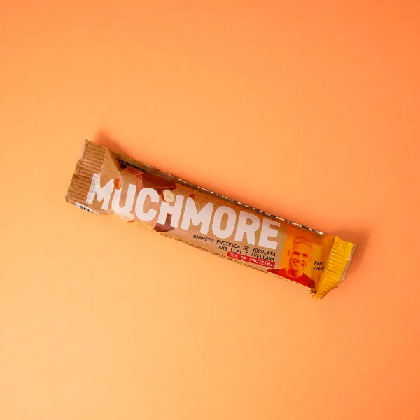 Barrita proteica de chocolate con leche y avellana natural MUCHMORE 35 g
