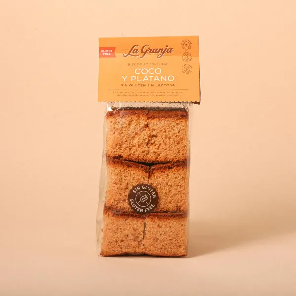 Bizcocho coco y plátano, sin gluten y sin lactosa La Granja 350g