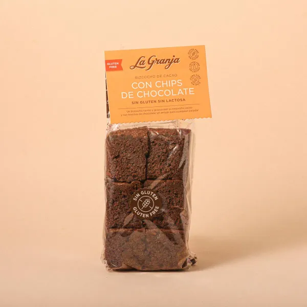 Bizcocho cacao chips, sin gluten y sin lactosa La Granja 350g