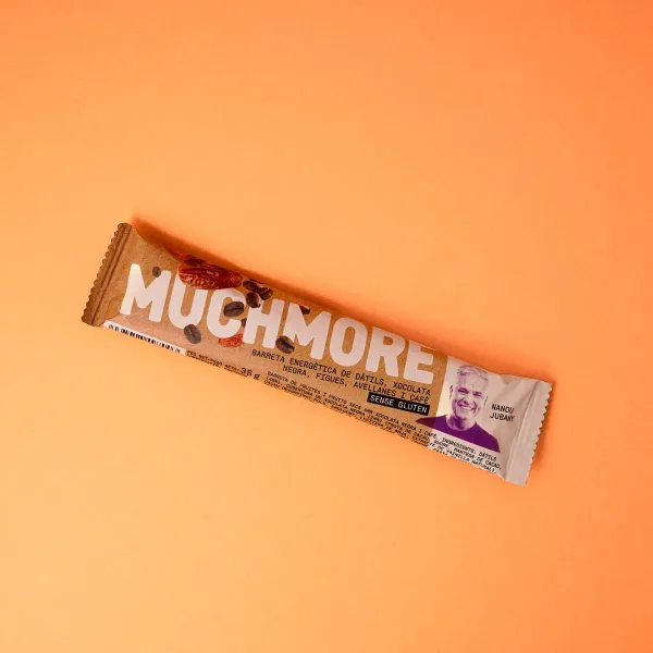 Barrita energética sin gluten de dátiles, chocolate negro, higos, avellanas y café MUCHMORE 35 g