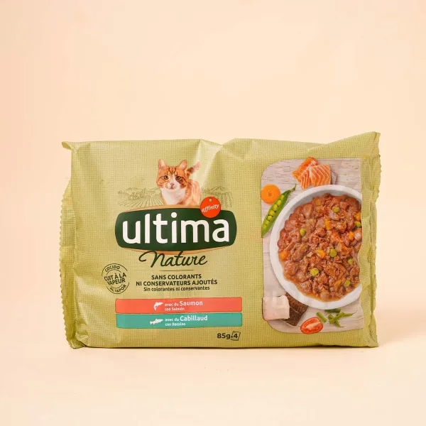 Comida húmeda para gato con salmón Ultima 85g - 4uds.