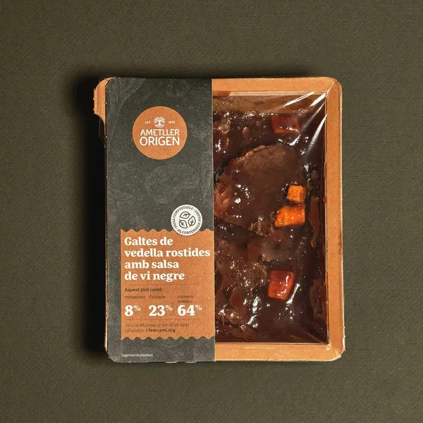 Carrilleras de ternera asada al vino tinto Ametller Origen 280g