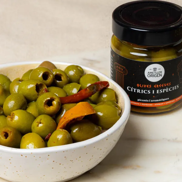 Aceitunas griegas cítricos y especies Ametller Origen 200g