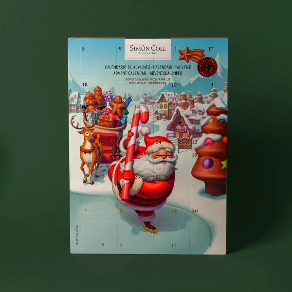 Calendario de adviento de chocolate con leche Papá Noel 3D Simon Coll 216g