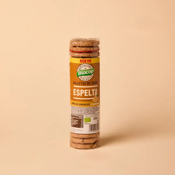 Galleta de espelta con chips chocolate y naranja Biocop 250g