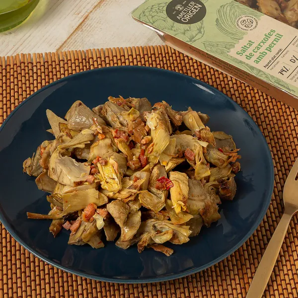 Salteado alcachofa con jamón Ametller Origen 250g