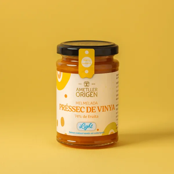 Mermelada de melocotón de viña light Ametller Origen 215g