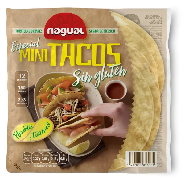 Mini tacos sin gluten NAGUAL 180g