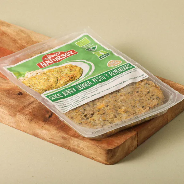 Burger de cerales con quinoa, pesto y almendras NATURSOY 200g