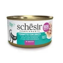 Schesir Adult Filetes de Atún con Dorada en Caldo Lata para Gatos