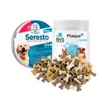 Seresto + 8 kg + Plaque Plus 60 gr + Galletas Minihuesitos Bolsa