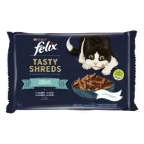 Felix Tasty Shreds Festín del Mar Filetes en Salsa para Gatos