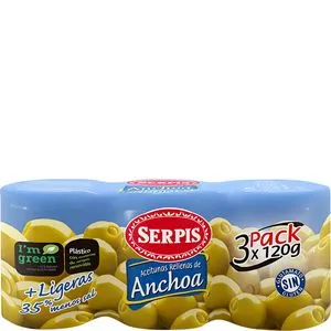 Aceituna rellena de anchoa ligera 3x120 g