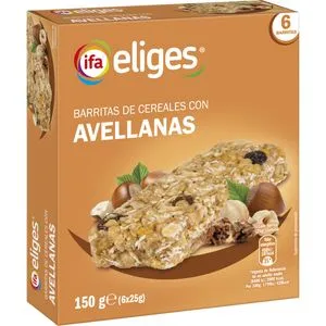 Barritas de cereales con avellanas 6 unidades