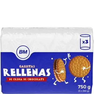 Galleta rellena de chocolate 3x250 g