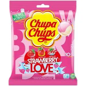 Chupa chups strawberry love 10 unidades