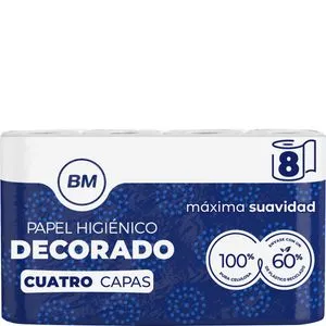 Papel higiénico decorado 4 capas 8 rollos