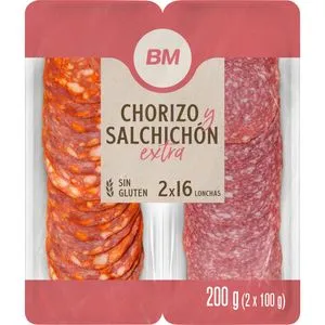 Chorizo y salchichón extra 2x100 g