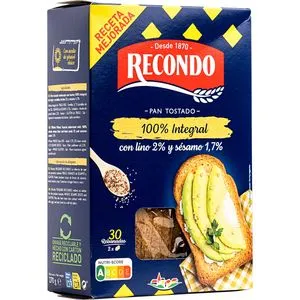 Pan tostado integral 30 unidades