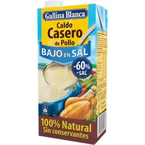 Caldo casero de pollo bajo en sal 1 l
