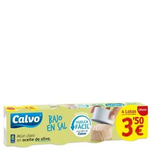 Atún claro en aceite de oliva bajo en sal 4x65 g