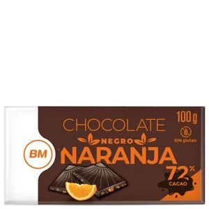 Tableta de chocolate negro 72% con naranja 100 g