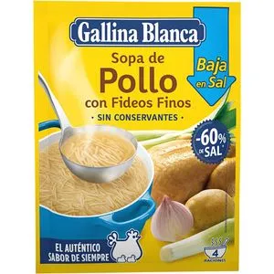 Sopa de pollo con fideos baja en sal 40 g
