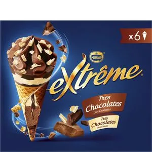 Helado cono extreme 3 chocolates, 6 unidades