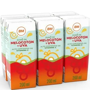 Zumo de melocotón y uva 6x200 ml