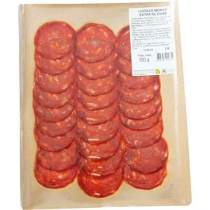 Chorizo ibérico extra loncheado(sobre 100 g aprox)