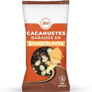 Cacahuetes bañados en 3 chocolates 180 g