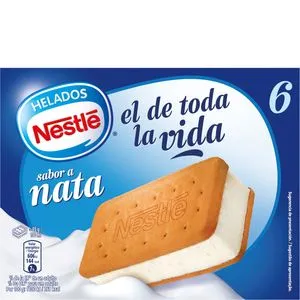 Helado sandwich de nata 6 unidades