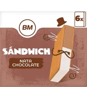 Helado sandwich nata y chocolate 6 unidades