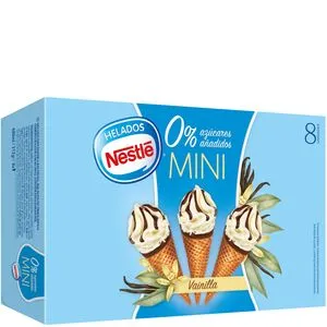 Helado cono mini vainilla sin azucares 8 unidades