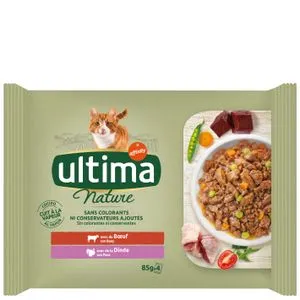 Comida para gato con buey y pavo 4x85 g