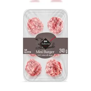Burger meat mini 100% vacuno 240 g