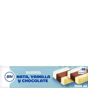 Helado barra de nata, chocolate y vainilla 1 l