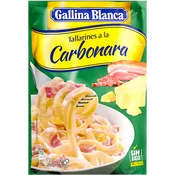 Tallarines carbonara Gallina Blanca sobre