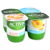 Yogur activia desnatado Danone con melocotón 4 u. de 120 g