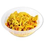 Tallarines con pollo al curry