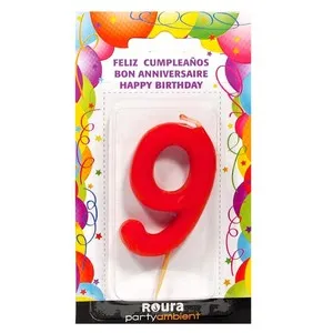ROURA Espelma d'aniversari vermella núm. 9