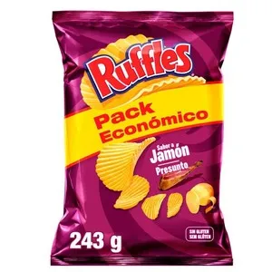 RUFFLES Patates fregides amb gust de pernil